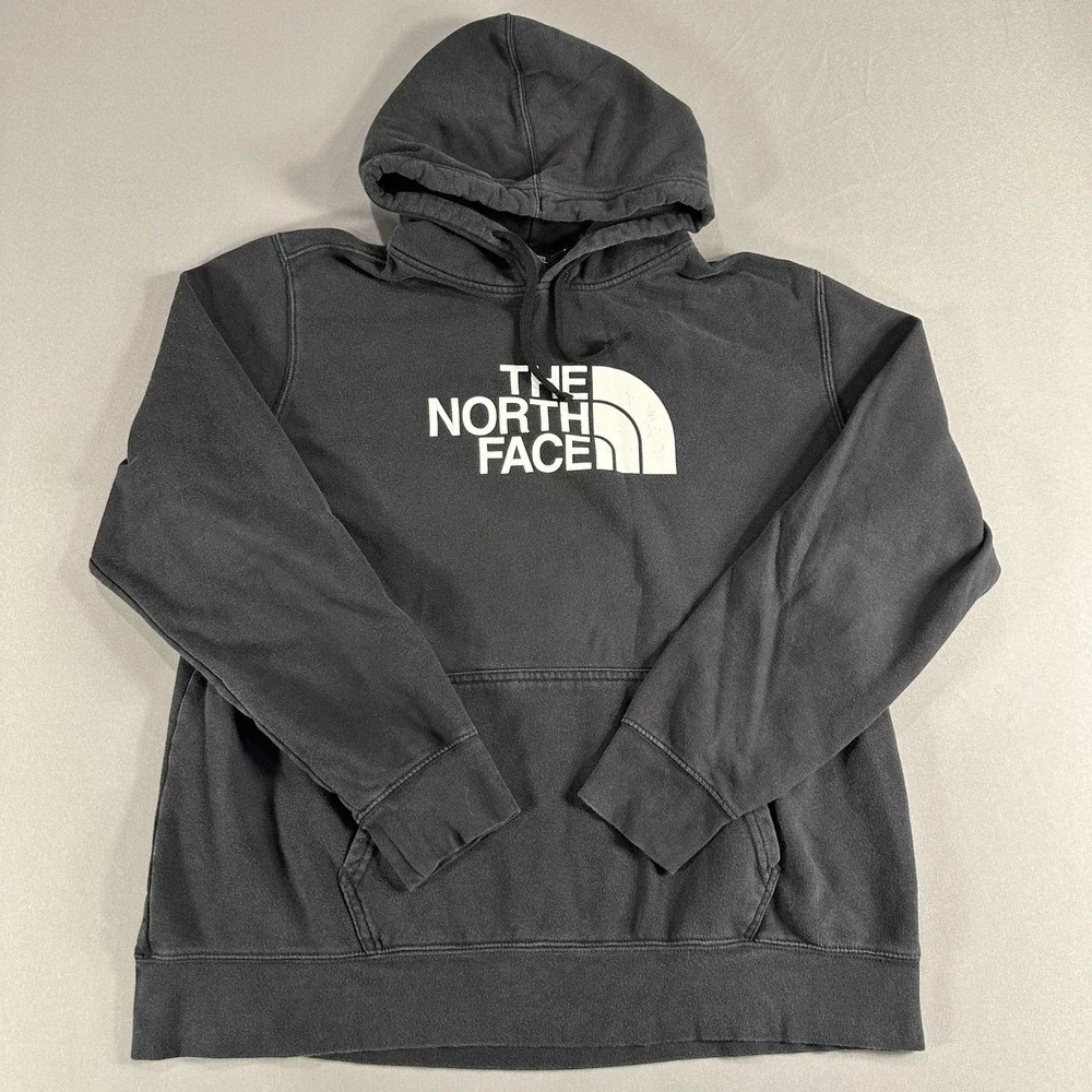 The North Face Hoodie Mens XL Black Fleece Pullover Logo Graphic Sweatshirt‎
